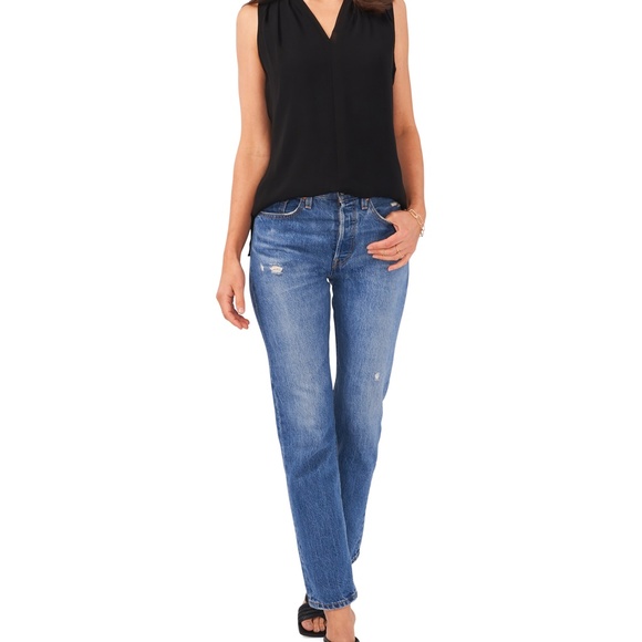 Vince Camuto Black Sleeveless V-Neck Top - Women's Small - Picture 6 of 6